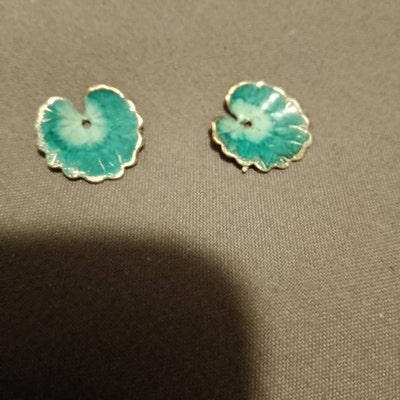 Turquoise Leaf Earrings, Art Nouveau, Arts and Crafts Lily Pad, Green ...
