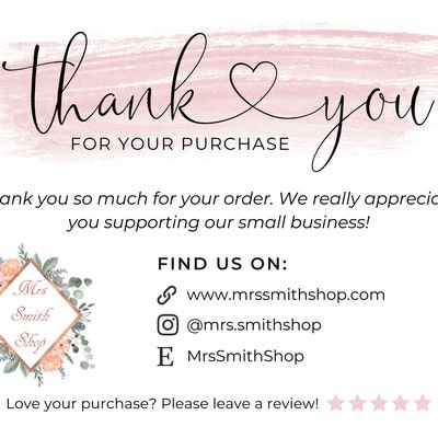 Printable Thank You Cards Business Template Poshmark Etsy - Etsy