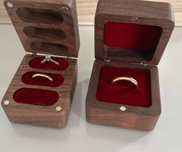 Personalized Engraving Wooden Ring Box, Proposal Engagement Ring Box with Name, Wedding Ring Bearer, Anniversary Gift, Engrave Ring Box