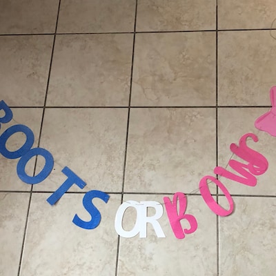 BOOTS or BOWS BANNER Boots or Bows Gender Reveal Banner Baby Shower ...
