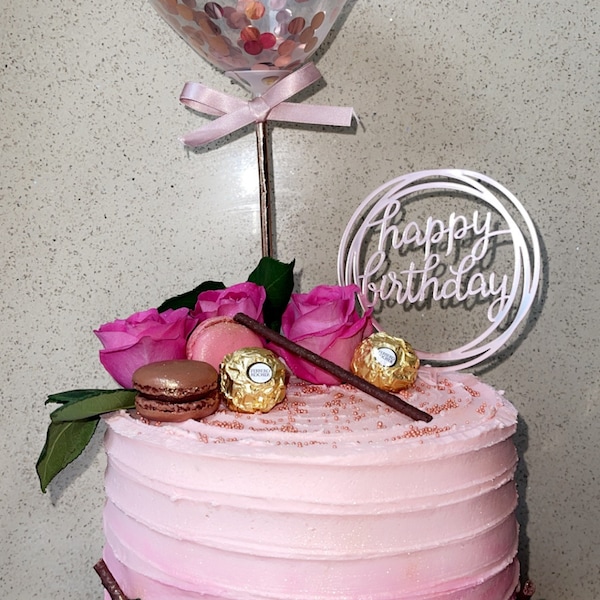 Rose Gold Balloon Cake Topper Confetti, Balloon Topper, Bachelorette ...