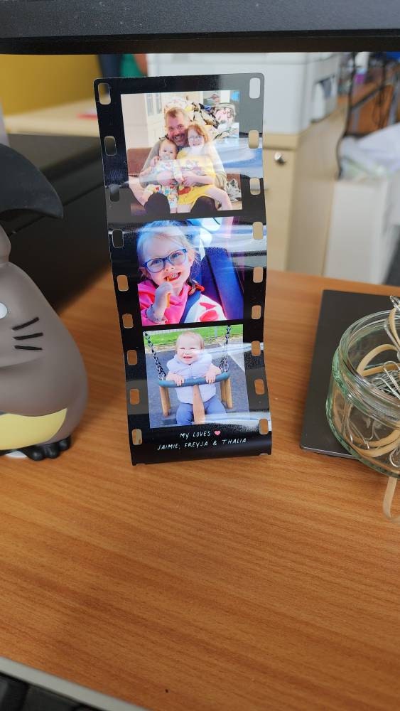 Personalised Mini Metal Photo Reel Print | Three Photos Printed on Metal Film Reel Frame