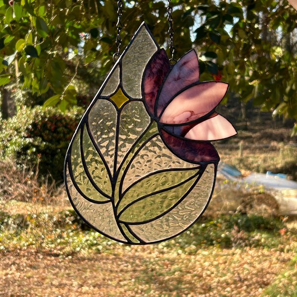 Botanical Drop Stained Glass Pattern. Beginner Stained Glass Pattern ...