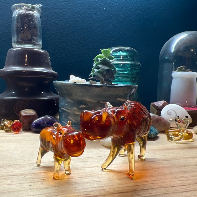 Capybara Glass Figurine, Cute Rodent Animal, Murano Glass, Blown
