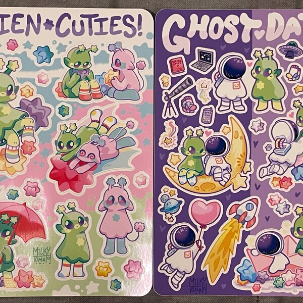 Cute Alien Sticker Sheet! - Etsy