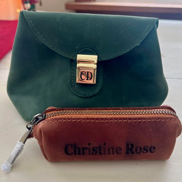 Leather Key Pouch - Personalised Key Holder - Custom Key Case ...