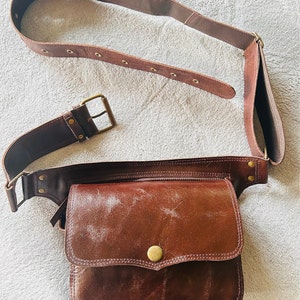 Handmade Leather Waist Bag With Adjustable Belt, Festival Fanny Pack ...