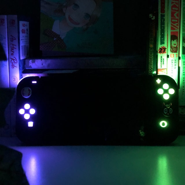 Joy-con LED MOD Black With Clear Backlit Buttons Custom