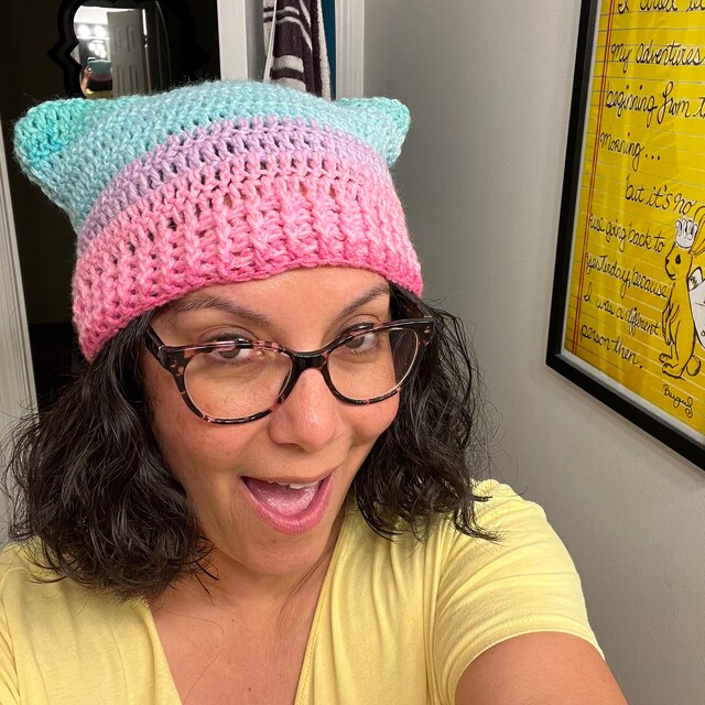 Gorro De Punto Con Orejas De Gato,Gorro Con Orejas De Gato De Ganchillo - Gorro De