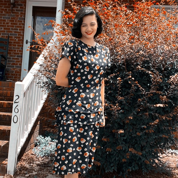 The Edwina ~ the sweetest 70s light peach cotton maxi dress