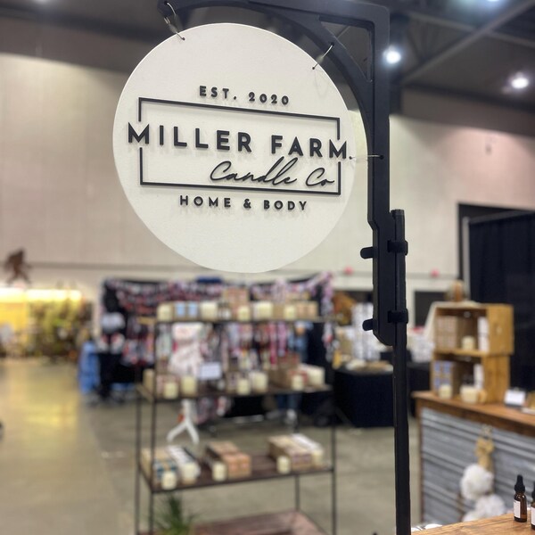 Hanging Tent Sign, Farmers Market, Trade Show, Round Sign, Bracket Sign ...