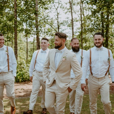 Moss Bow Tie & Suspenders, Sage Green Floral Bow Tie, Ring Bearer Outfit, Ring Bearer Gift ...
