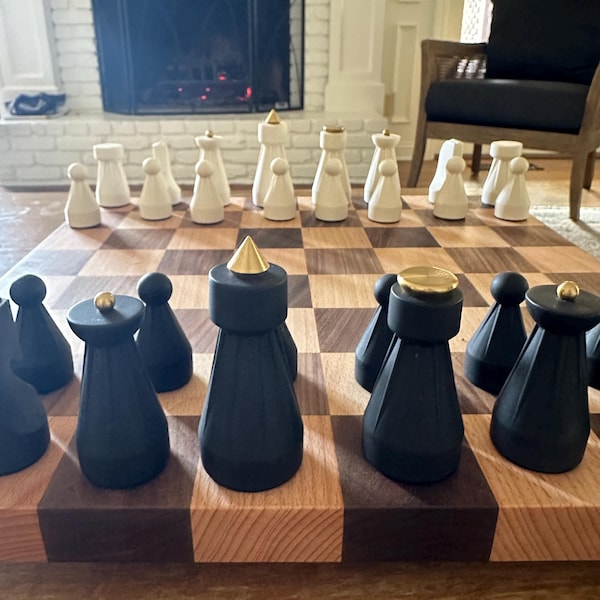 Luxury Walnut & Beechwood Chess Set – 16" Board With Weighted Jesmonite ...