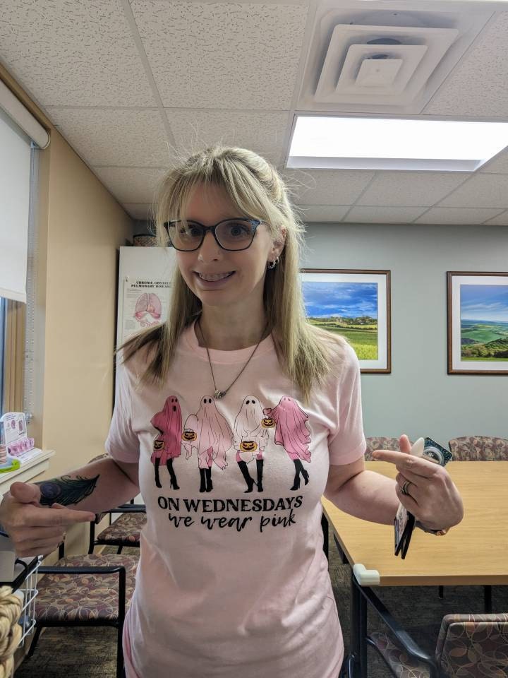 On Wednesday We Wear Pink Ghost Sweatshirt, Mean Girls Ghost Shirt, Pink Ghost Shirt, Mean Girls Halloween, Halloween Sweatshirt