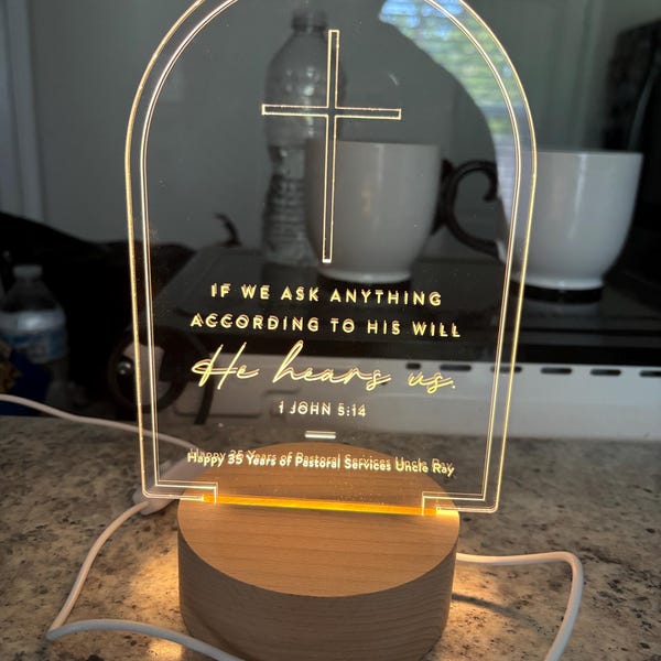 Personalized Christian LED Light for Church & Pastor Gift, Bible Verse ...