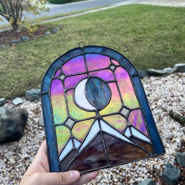 Mandala Moon Stained Glass Pattern, Stained Glass Patterns, Digital ...
