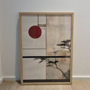 【額装済・A1】Japandi-01　KONTUR / Bauhaus アート Japanese Architecture Optical Illusion, Japandi Wall Art Wabi Sabi