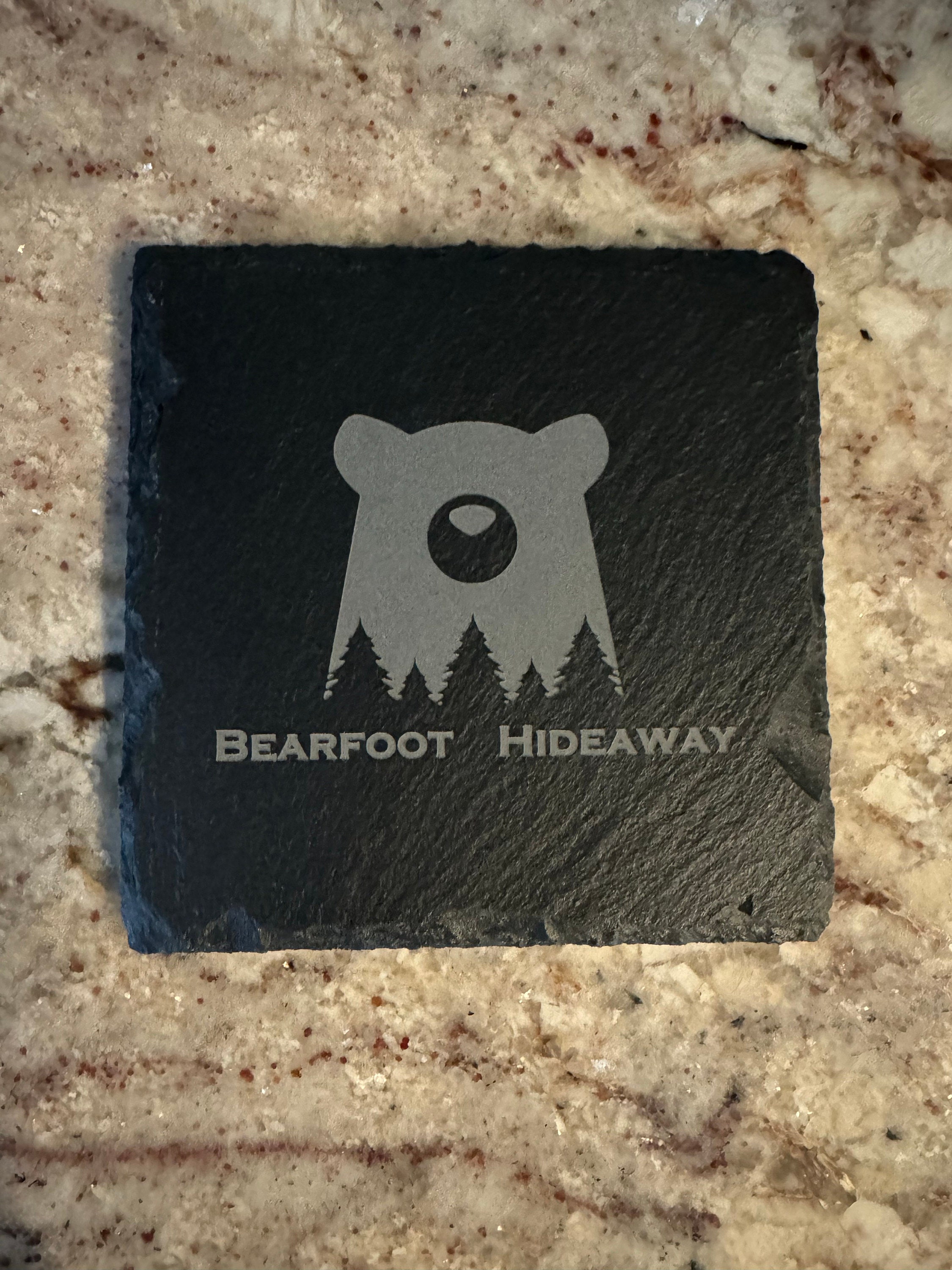 Customer photo of Custom Logo Engraved Slate Coaster from Justin