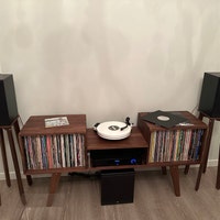 Lowboy Record Player Console / Customizable Vinyl Cabinet / Solid ...