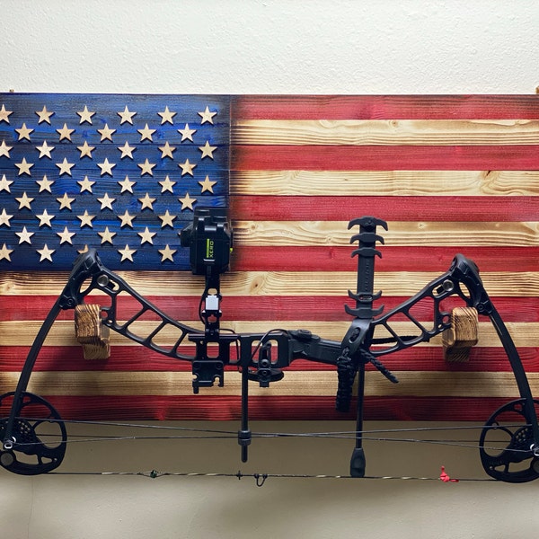 36x20 Rustic American Flag Compound Bow Rack. Hunting Gifts - Etsy