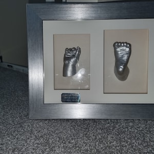 Baby Hand Footprint Kit Natural Pine Frame Black Prints BabyRice