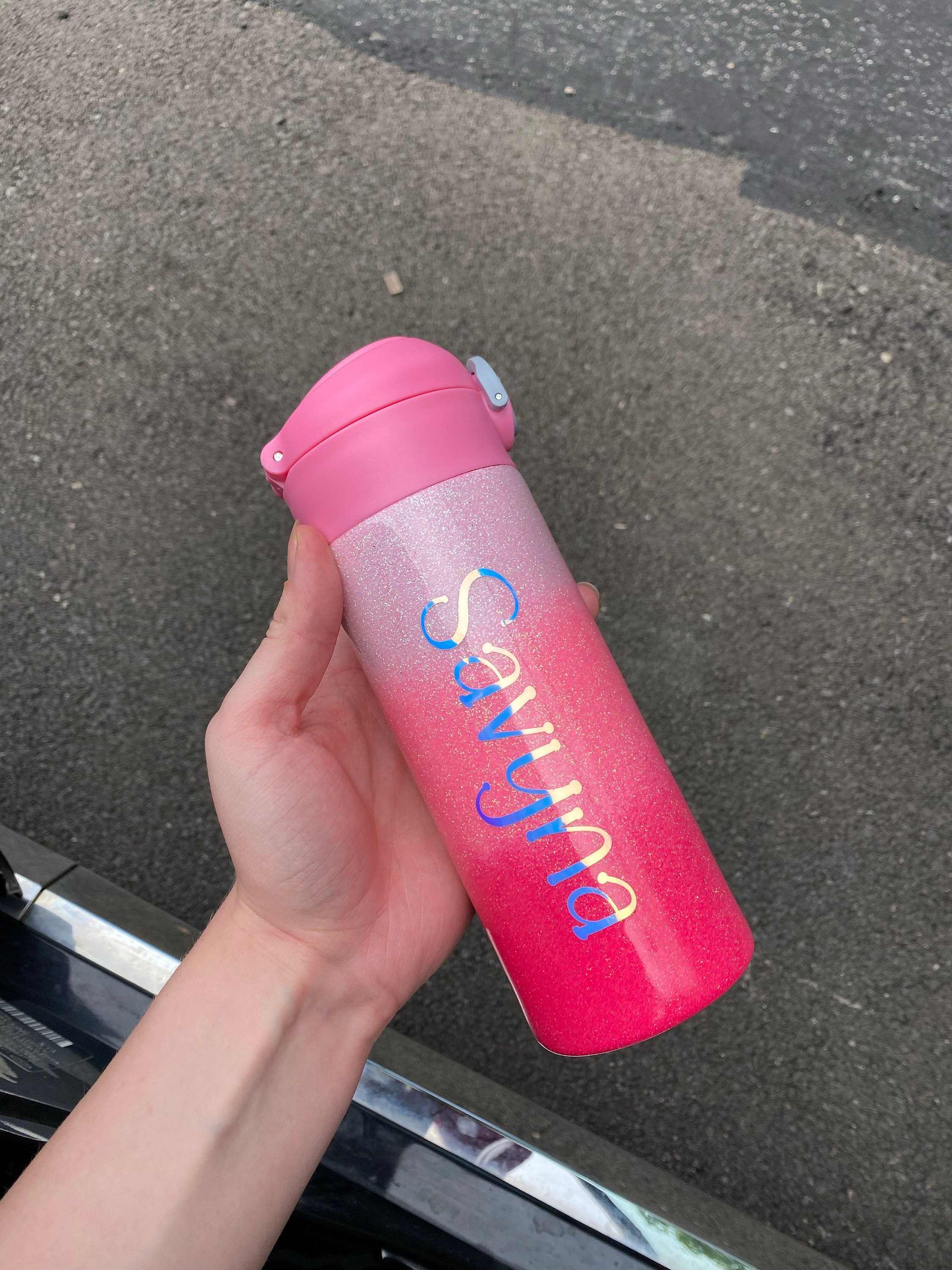 Glitter tumbler, kid water bottle, personalized water bottle, back to school cup, birthday gift for girl, unicorn tumbler, cup with straw