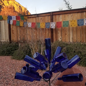 Small "Wine Bottle Tree" Garden Stake - Holds 15-16 Bottles, Southern Steel Yard Art