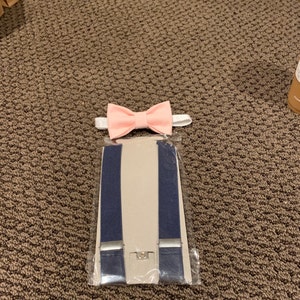 petal pink bow tie and suspenders
