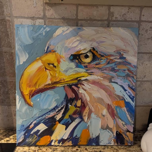 Bald Eagle Painting Bird Portrait Original Art Animals Impasto Artwork ...