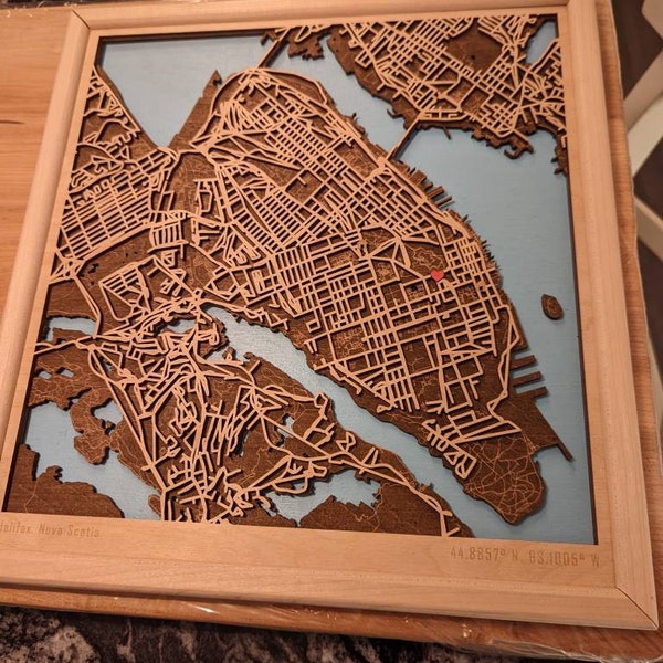 Custom Wooden Map of Any City, Personalized Name Location Town, Unique ...