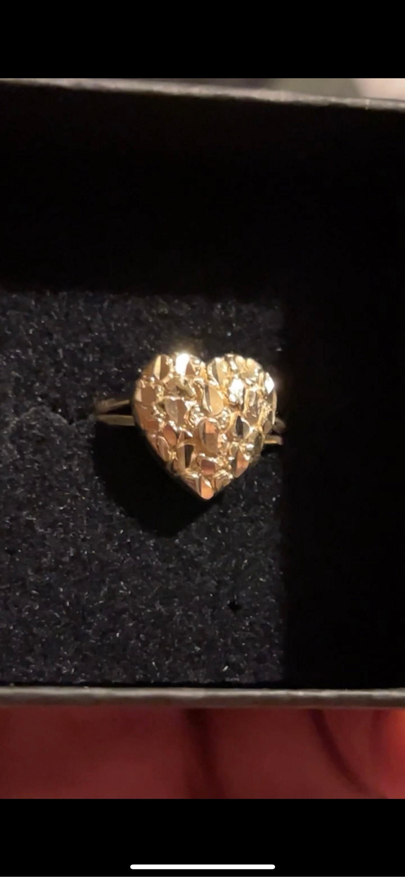 1/2&quot; Women&#39;s Textured Heart Shaped Nugget Ring Real Solid 10K Yellow Gold Size 7