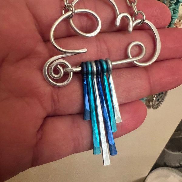 Rain Cloud Necklace - Choose Rainbow or Raindrops or All Silver Wizard ...