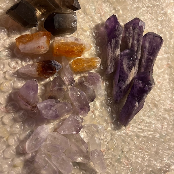 Amethyst, Citrine, Smokey Quartz & Clear Quartz Mixed Crystal Points ...