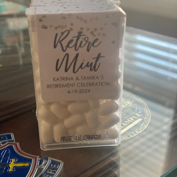 Retirement Party Tic Tac Labels - 24 Gold Confetti Stickers For Mint Favors