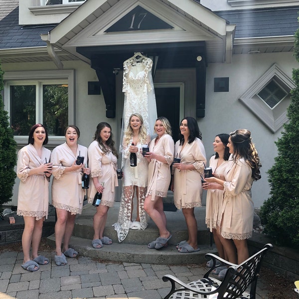 Lace Maxi Robe Including Slip / Lace Bridal Robe / Bridesmaid Robes ...