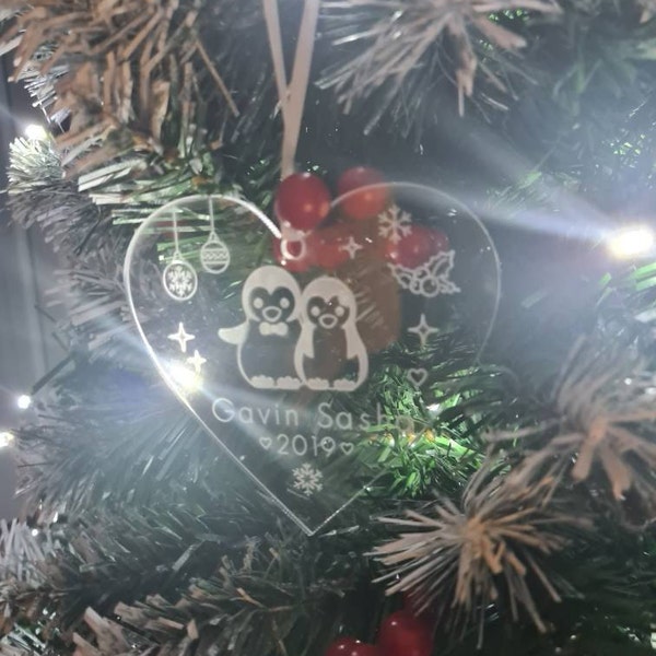 Personalised Family Christmas Xmas Tree Decoration Ornament - Fireplace Family