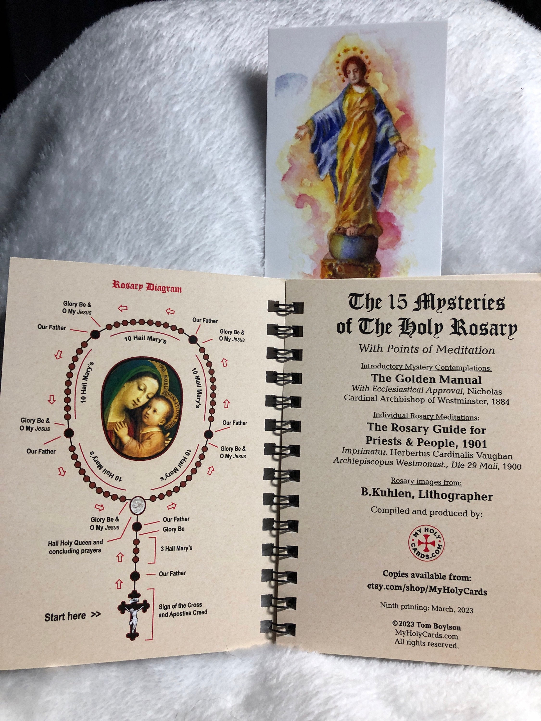 ORIGINAL!  POCKET-SIZE Rosary Meditation Book featuring 15 decades with meditations for each bead, Traditional Catholic, Latin Mass, Fatima
