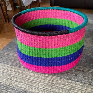 Large Colorful Woven Storage Basket, Floor Basket, Handmade Basket, Bolga Basket, African Woven ...