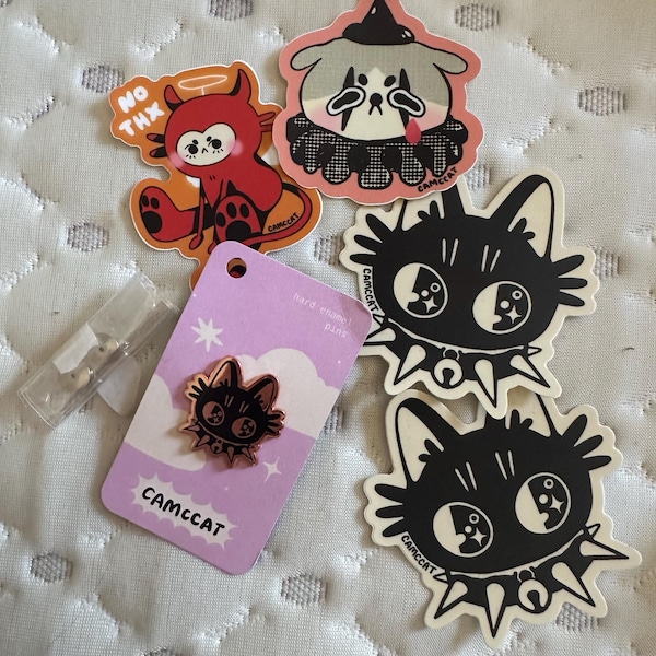 Cute Spooky Devil Sticker, Demon Illustration Matte Vinyl Sticker ...