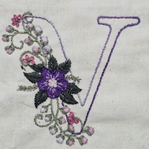 花柄アルファベット刺繍パターン：6インチモノグラム（PDFダウンロード