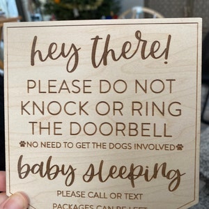 Baby Sleeping Sign, Please Do Not Knock or Ring Doorbell Wood Sign, Do ...