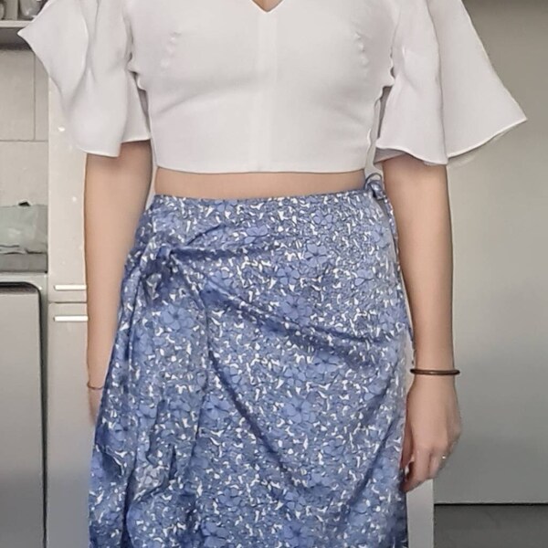 Cropped linen corset top