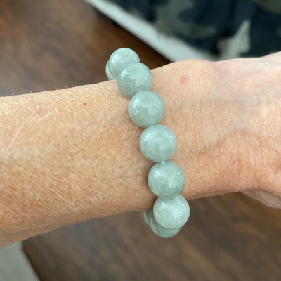 Green Burma Natural Jade Beads Bracelet With Gold Plated Feng Shui