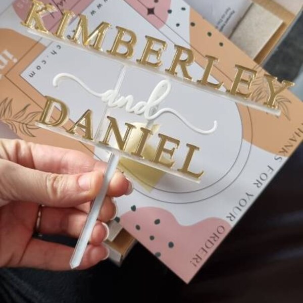 Personalised Wedding Cake Toppers UK Double Layer Mr and Mrs Cake Charm ...
