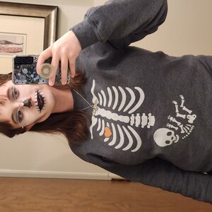 Halloween Pregnancy Announcement Sweatshirt – Skeleton Hands Heart Design, Funny Baby Reveal