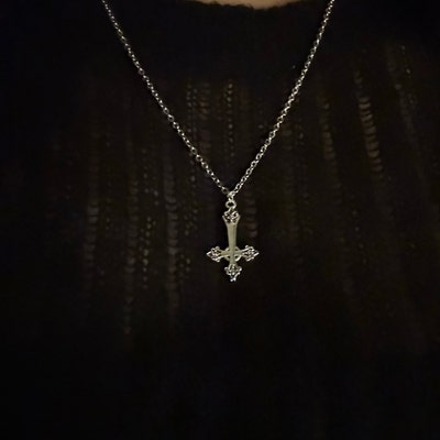 Inverted Cross Necklace, Upsidedown Cross Necklace, Satanic Necklace - Etsy