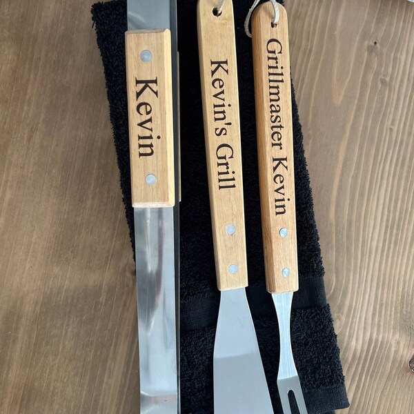 Custom Grilling Tools Personalized BBQ, Grill Tool Set, BBQ Set, Bbq Tools, Custom Grill Gift ...