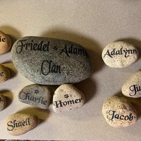Engraved Grandkids Real Stone, Etched Stone, Namesake Stone, Family ...