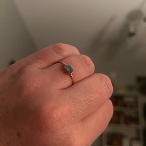 Customer photo from Michelle, Dainty Raw Aquamarine Ring, March Birthstone Crystal Ring