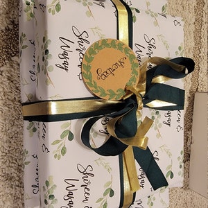Bridal Shower Wrapping Paper Greenery Leaf, Personalized Bridal